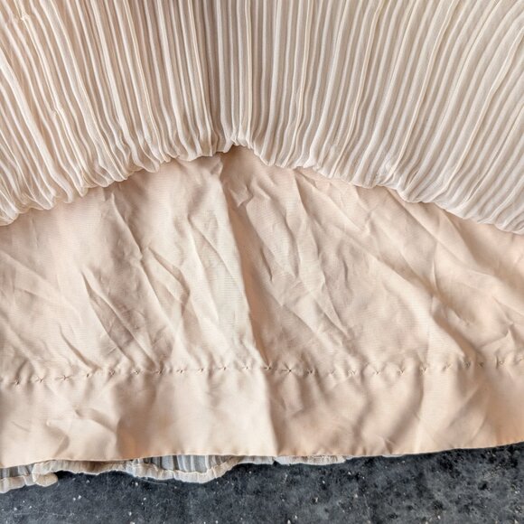 Vintage Miss Elliette Tan Beige Pleated Crinkle Maxi Dress Gown - Picture 6 of 13